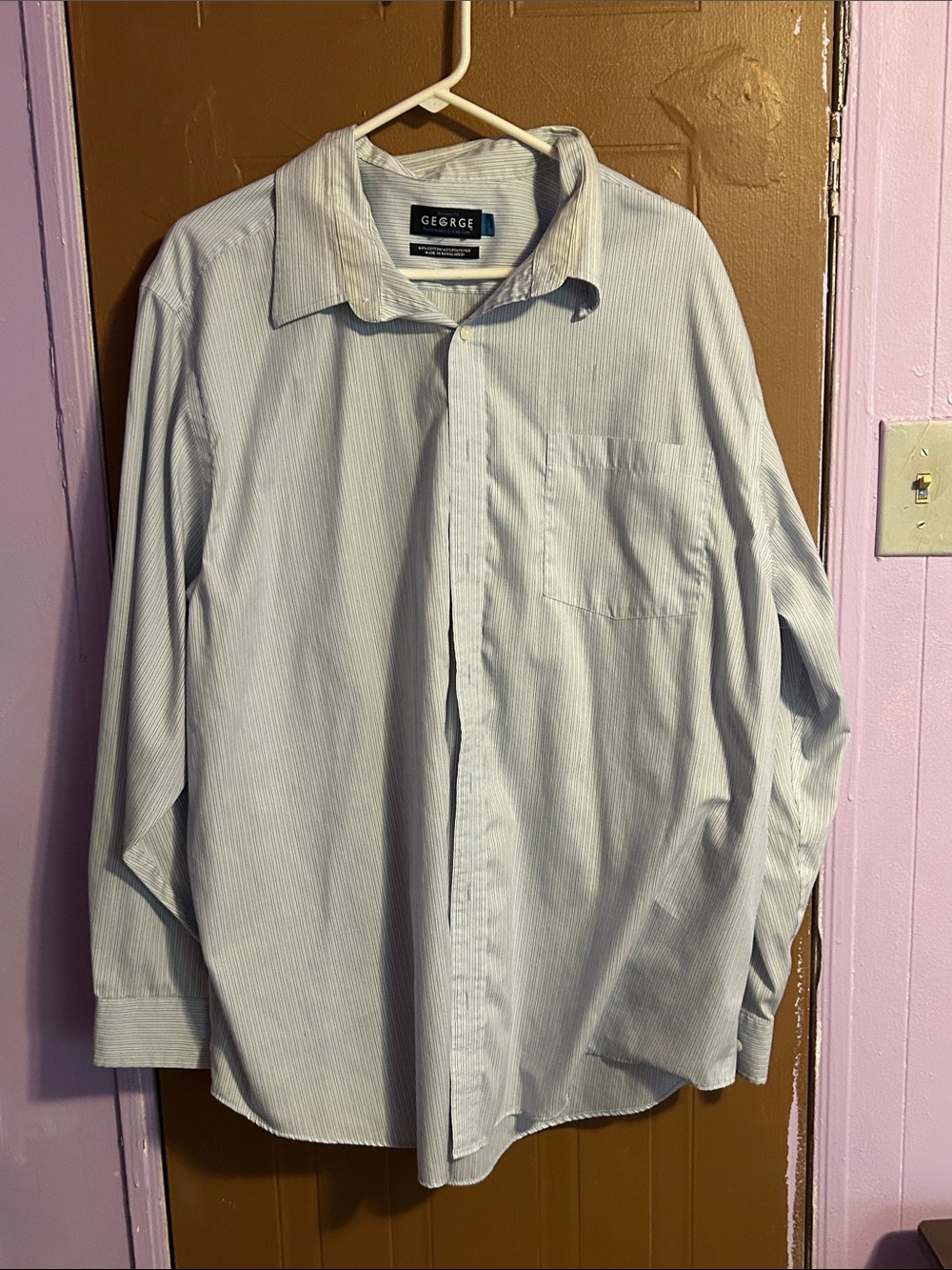 George Light Blue Pinstripe Button-Down Dress Shirt